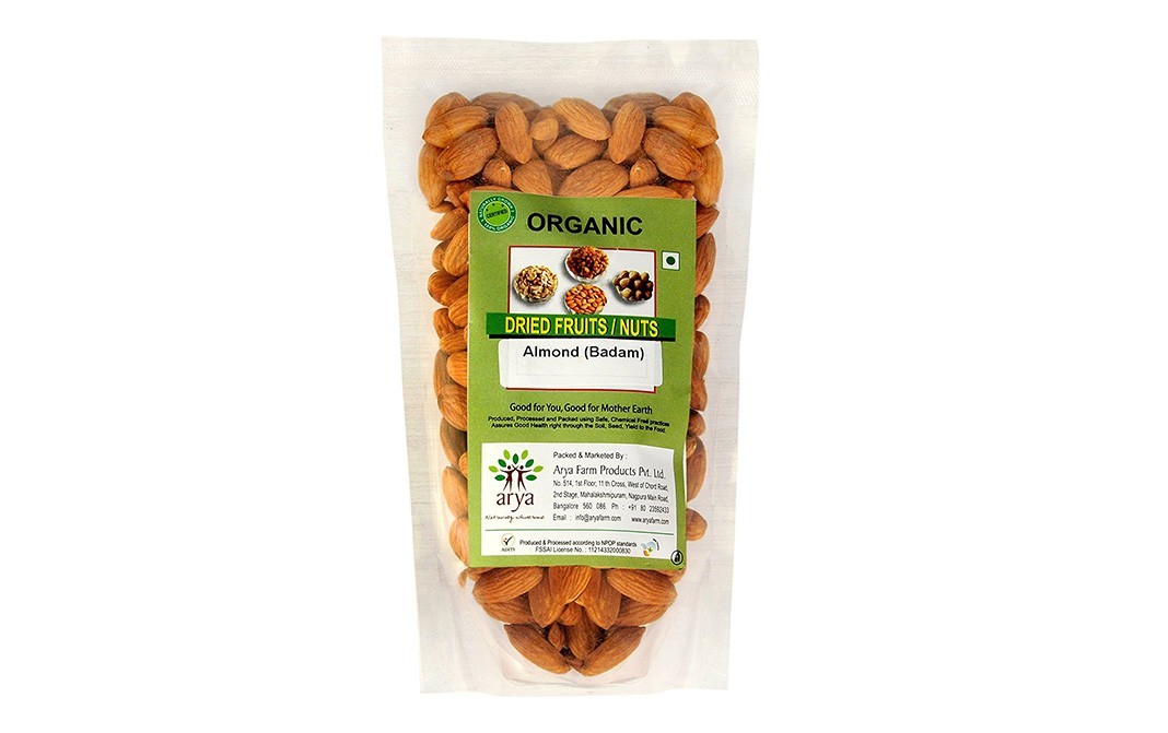Arya Organic Almonds (Badam)   Pack  200 grams